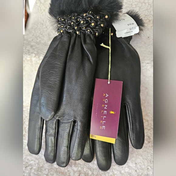 AGNELLE leather gloves black - Picture 2 of 3
